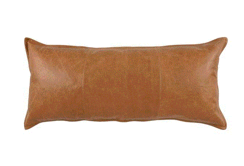 Solid Leather Dumont Chestnut Large Lumbar Pillow