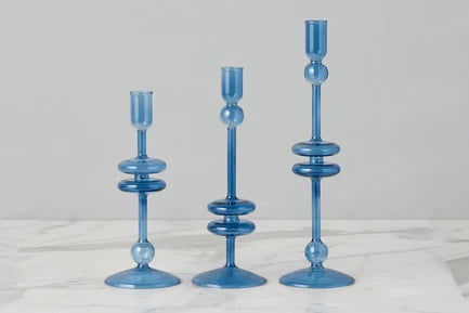 SMALL SAPPHIRE GLASS CANDELSTICK