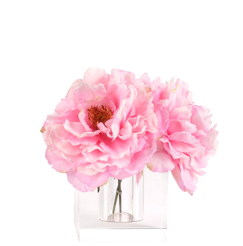 PINK PEONY IN CRYSTAL BLOCK