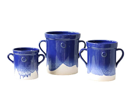 BLUE HANDTHROWN CROCK