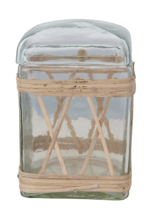 RATTAN WRAPPED GLASS JAR