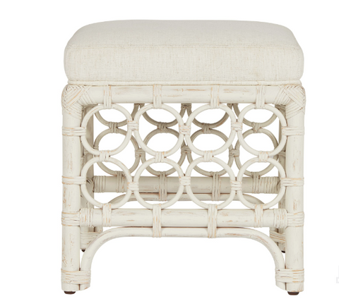 Madaket White Rattan Stool