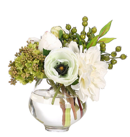 9" DAHLIA ROSE IN GLASS VASE