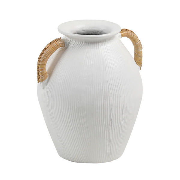 White Terracotta Vase With Handles