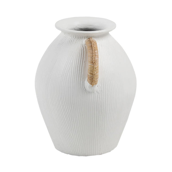 White Terracotta Vase With Handles