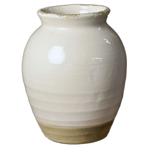 Tall Off White Terracotta Vase