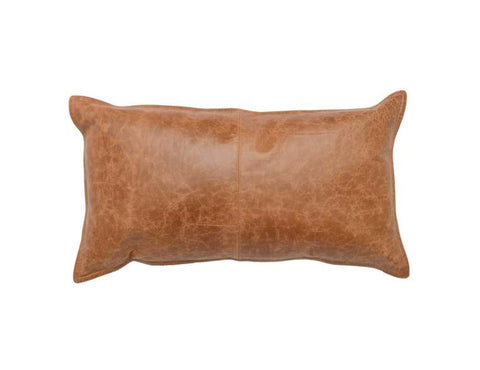 Solid Leather Dumont Chestnut Small Lumbar Pillow