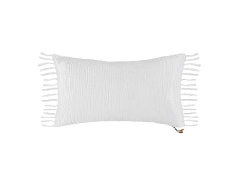 White Lumbar Pillow With Fringe