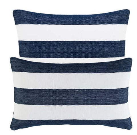 Catamaran Stripe Navy/White Indoor/Outdoor Pillow