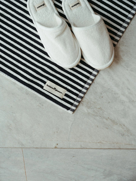 Navy Stripe Bath Mat
