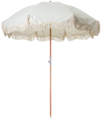 Premium Beach Umbrella - Sage Stripe