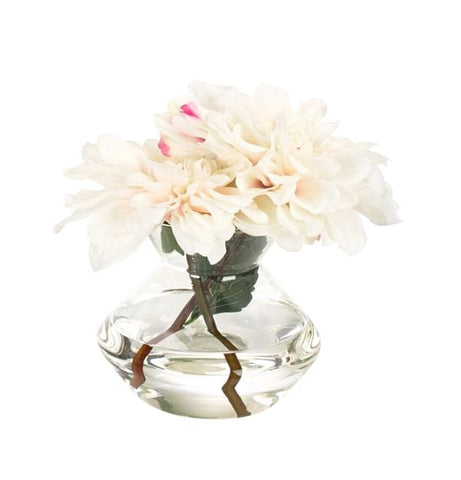 Faux Dahlia in Glass Vase