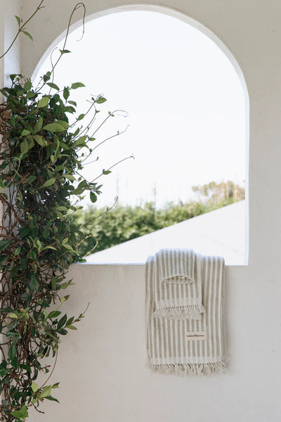 Sage Stripe Bath Set