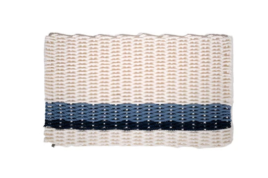 Pearl with Glacier Bay and Navy Stripe Doormat