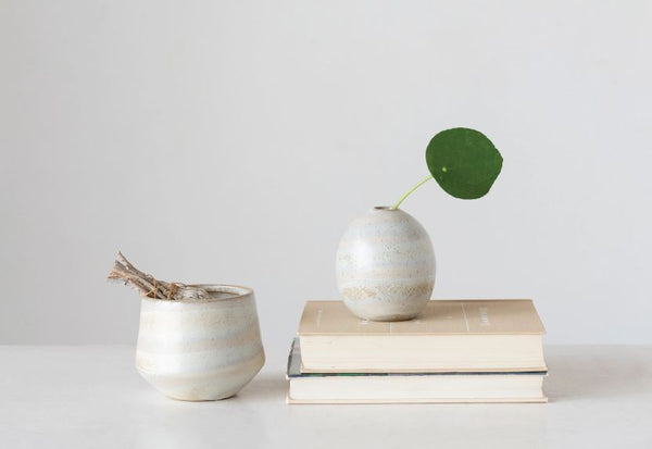 Beige Stoneware Planter