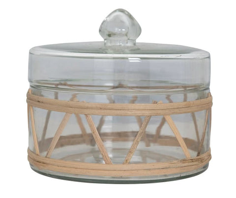 Rattan Wrapped Glass Jar With Lid