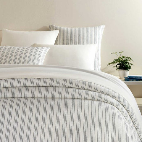 Lush Linen Slate Blue Stripe Duvet Cover