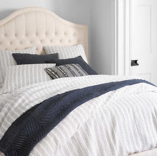 Lush Linen Slate Blue Stripe Duvet Cover