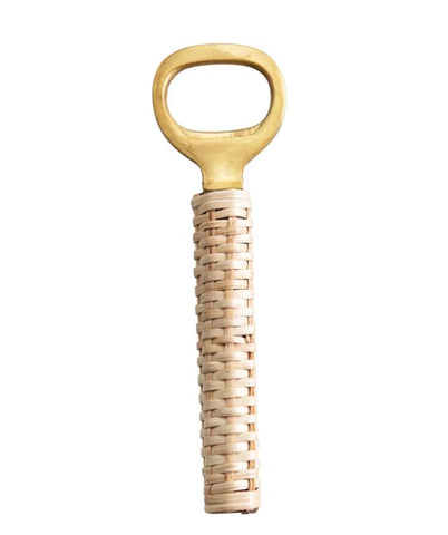 Brass Bottle Opener With Bamboo Wrapped Handle