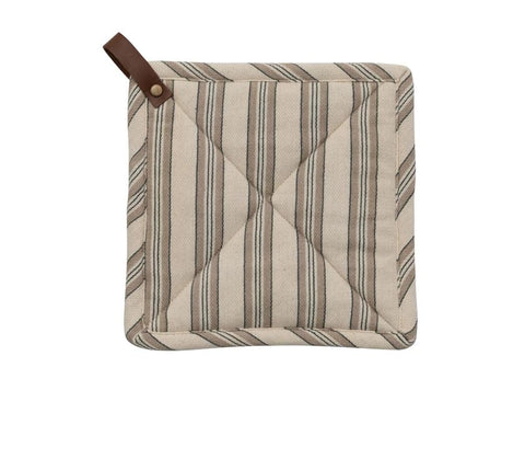 Cotton Pot Holder With Leather Loop