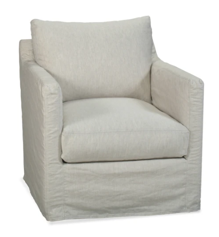 Teaberry Slipcovered Swivel Chair - Baldwin Macadamia