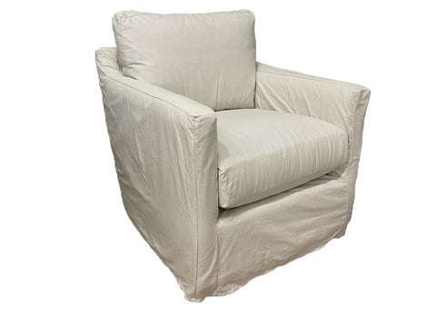 Teaberry Slipcovered Swivel Chair - Baldwin Macadamia
