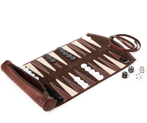 Roll-Up Leather Backgammon Game Set