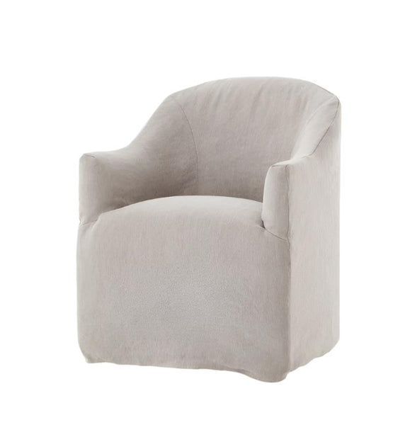 Heather Twill Stone Barrel Dining Chair