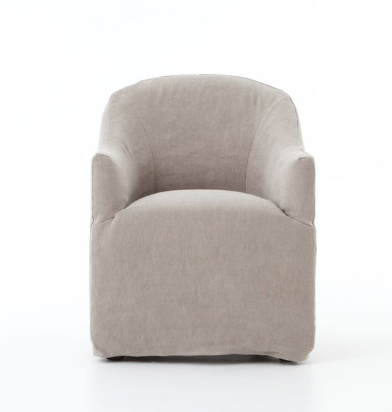 Heather Twill Stone Barrel Dining Chair