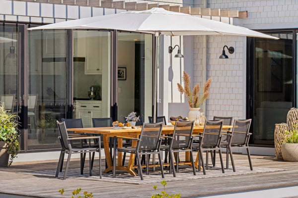 Outdoor Dining Set: Studio Stacking Dining Chair x10 & Vineyard Teak Rectangular Extension Table