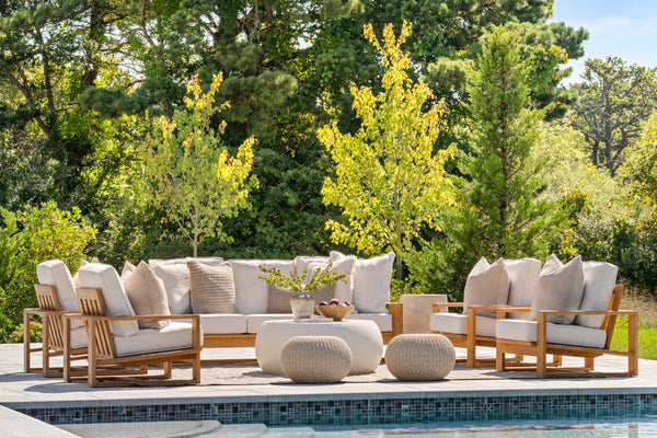 Outdoor Lounge Set: Cabo Teak Set - Sofa, Lounge Chairs x4