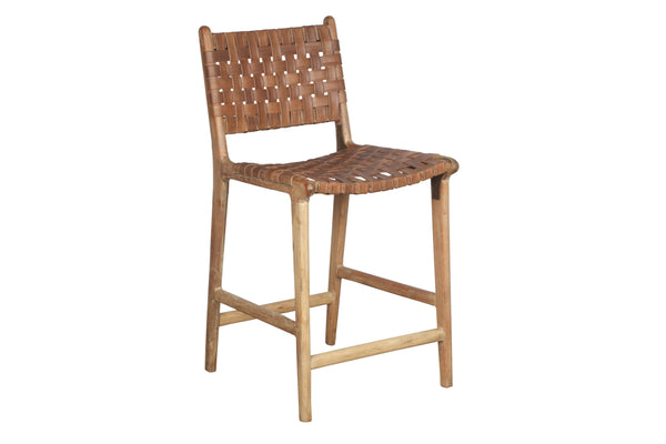 Wave Wood & Leather Counter Stool