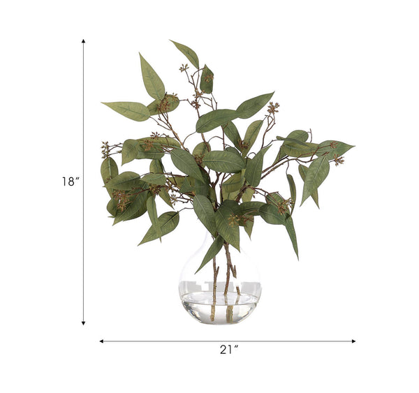 18" EUCALYPTUS IN GLASS BUBBLE