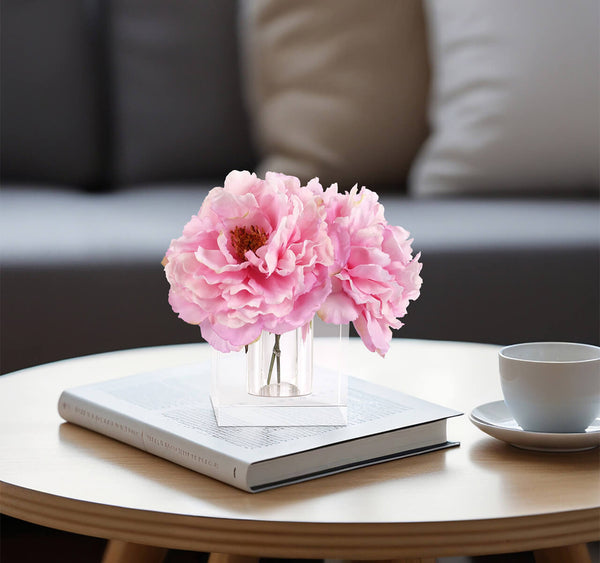 PINK PEONY IN CRYSTAL BLOCK