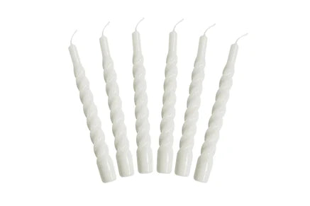 WHITE TWISTED TAPER CANDLE