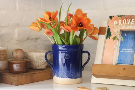 BLUE HANDTHROWN CROCK