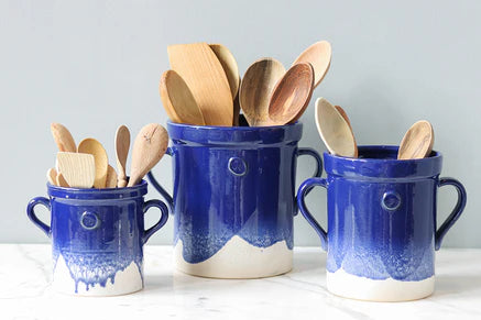 BLUE HANDTHROWN CROCK