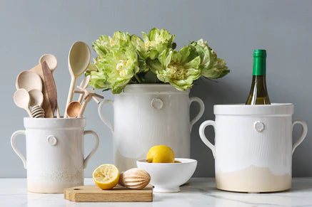 WHITE HANDTHROWN CROCK