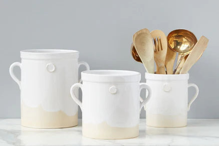 WHITE HANDTHROWN CROCK