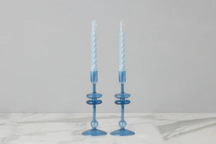 SMALL SAPPHIRE GLASS CANDELSTICK