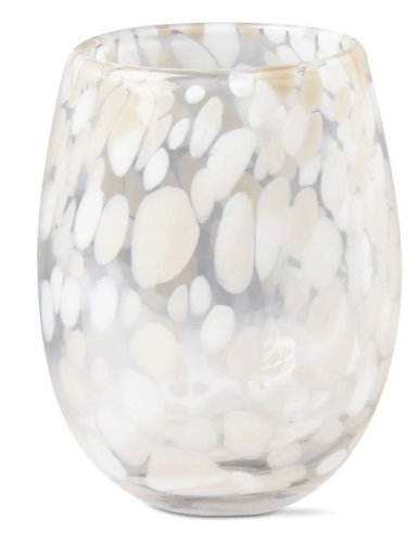 WHITE STEMLESS WINE GLASS