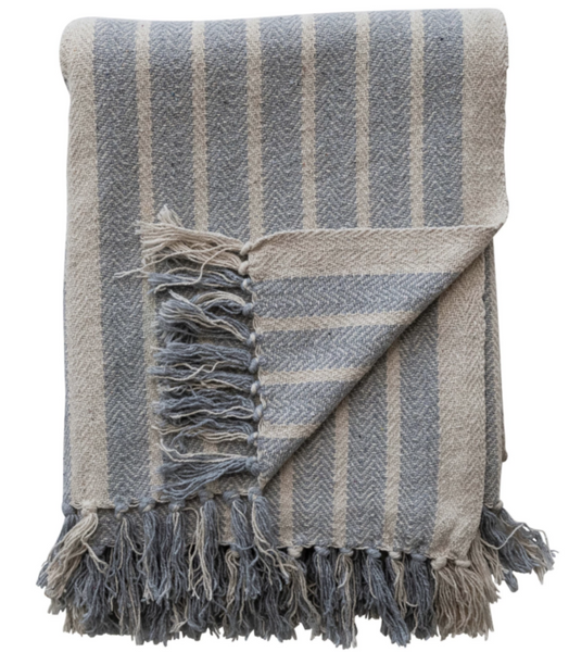 WOVEN RECYCLED COTTON BLEND THROW