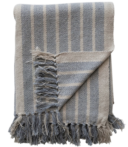WOVEN RECYCLED COTTON BLEND THROW