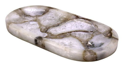 OVAL WHITE AGATE TRAY