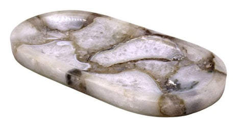 OVAL WHITE AGATE TRAY