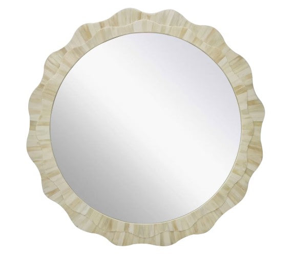 SCALLOPED BONE MIRROR ROUND