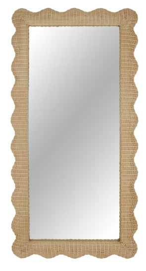 SCALLOP RATTAN RECT MIRROR
