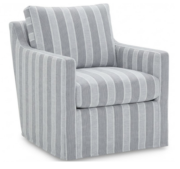 Teaberry Slipcovered Swivel in McQueen Delft