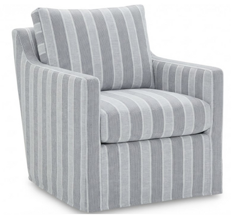 Teaberry Slipcovered Swivel in McQueen Delft