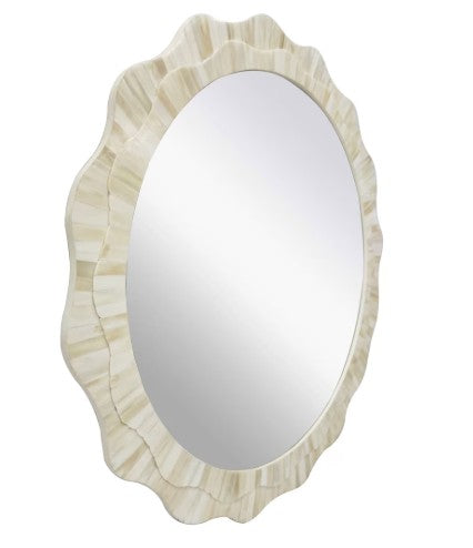 SCALLOPED BONE MIRROR ROUND
